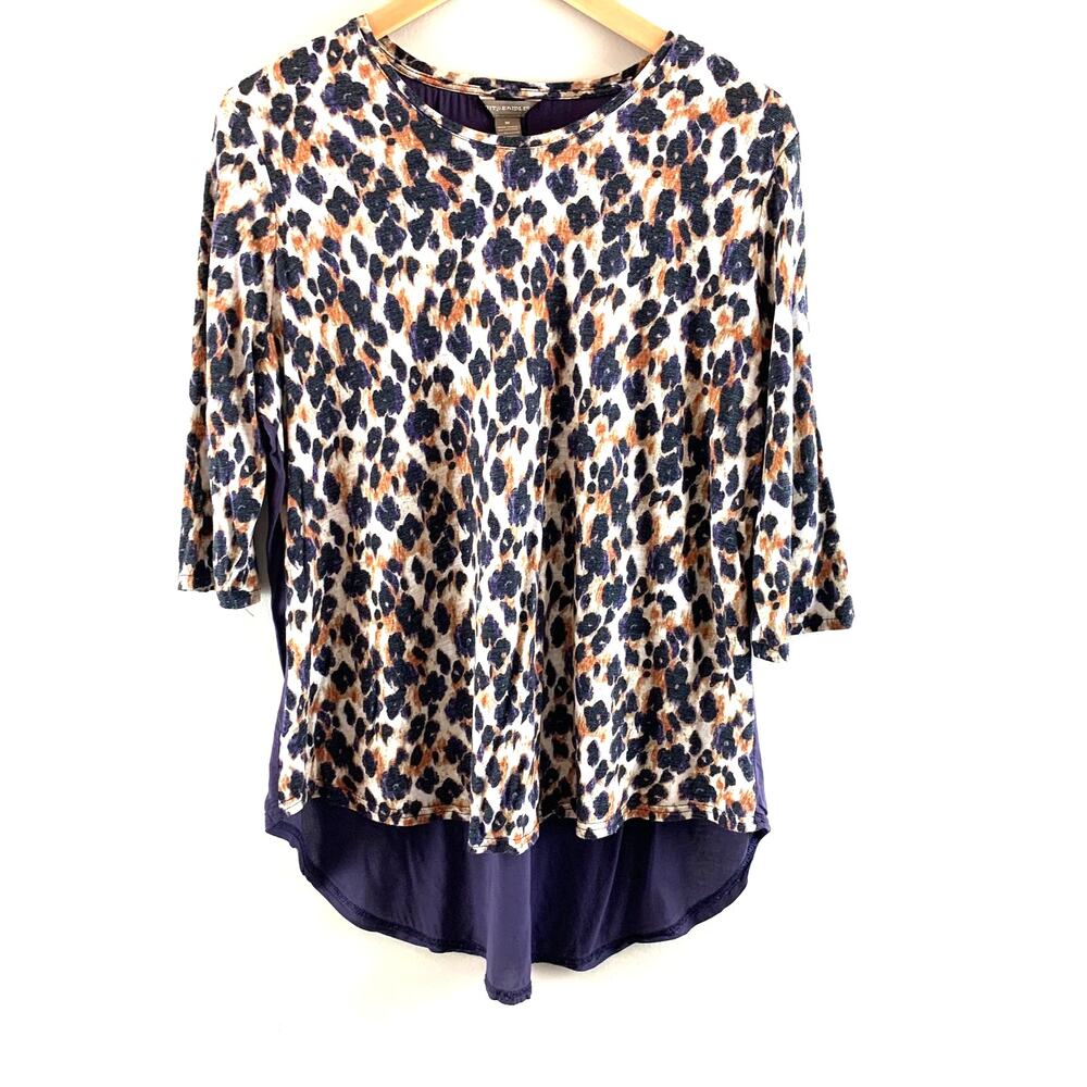 Bit Bridle Purple Cheetah Animal Leopard Print High Low Tunic Top Blouse Shirt M